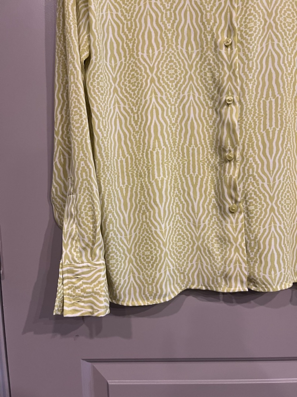 Worthington Lime Green and White Geometric Psychedelic Button-Down Shirt - Picture 4 of 7